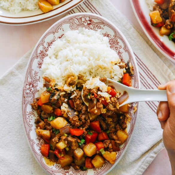 Chinese pork potato rice plate 20